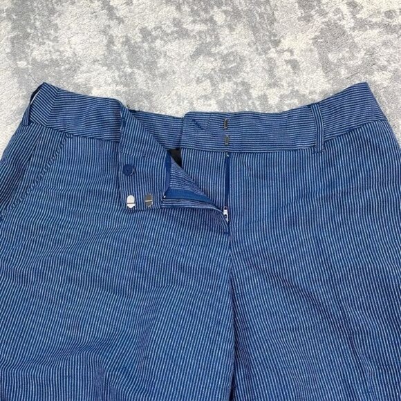 NWT Lane Bryant The Lena Wide Leg Trouser Pant Blue Pinstripe Linen Blend Sz 14 - Picture 10 of 12